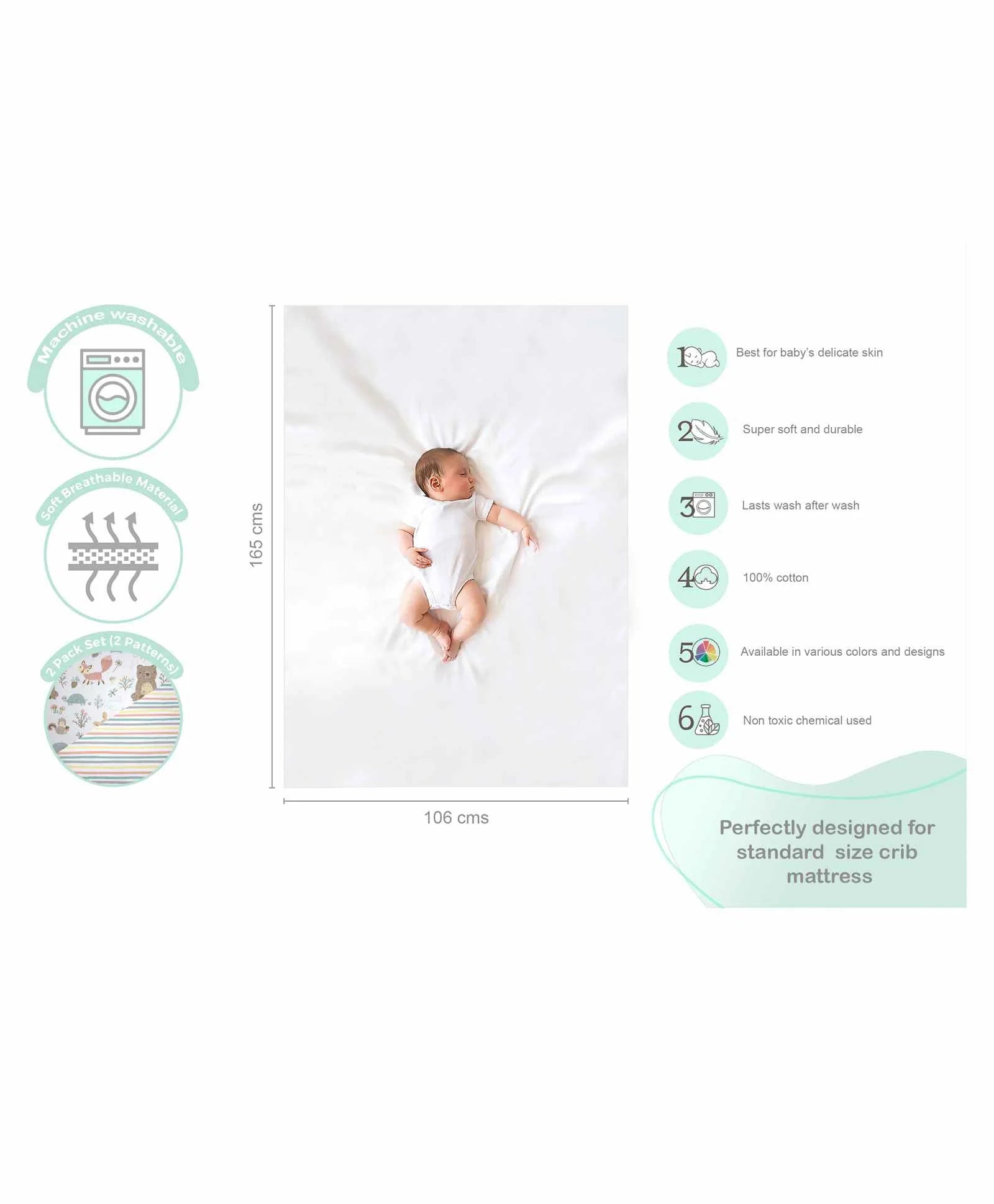 Abracadabra Flat Sheet (Set Of 2) - Bambi & Friends