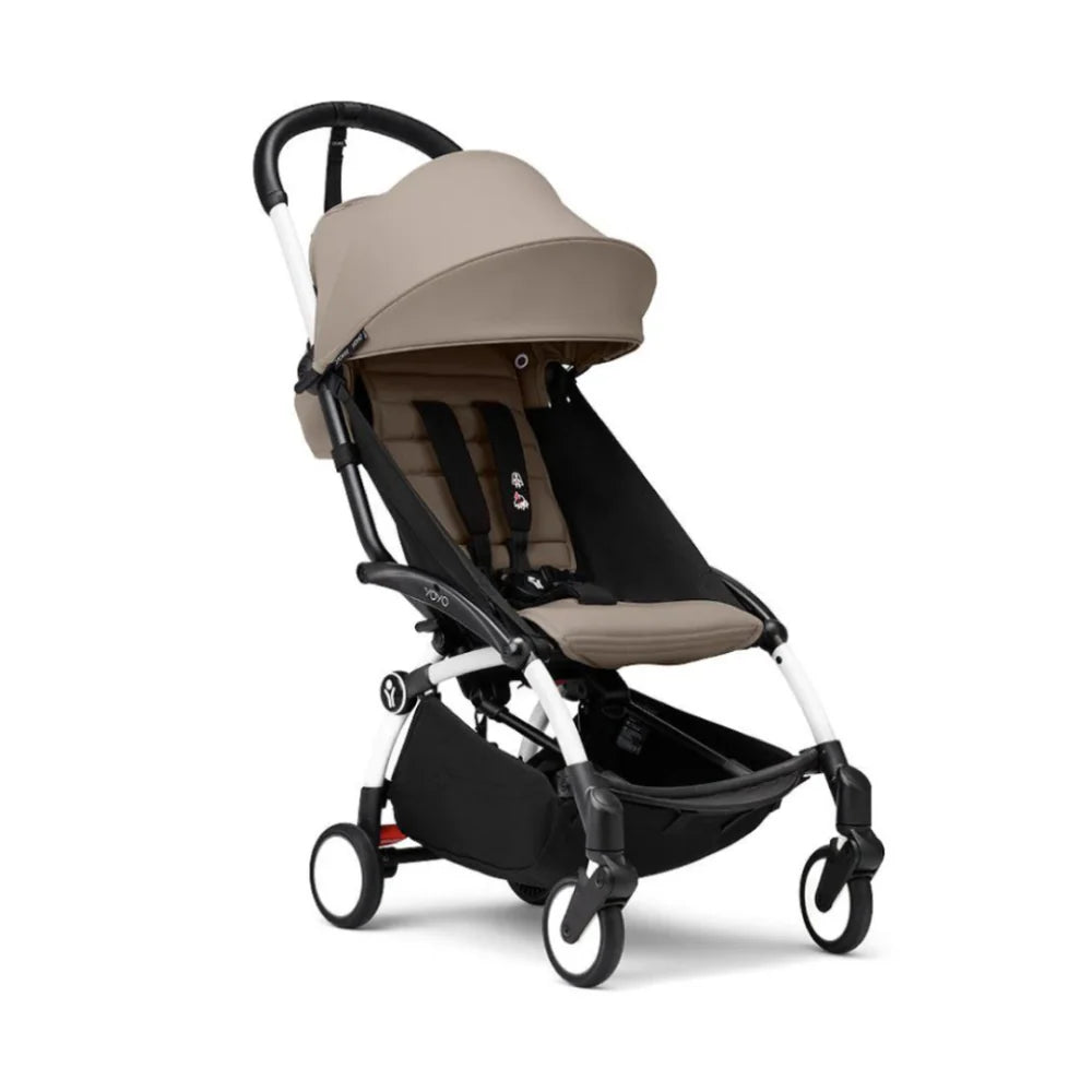 Babyzen Stroller YOYO³ with 6+ Color Pack - White Frame - Taupe