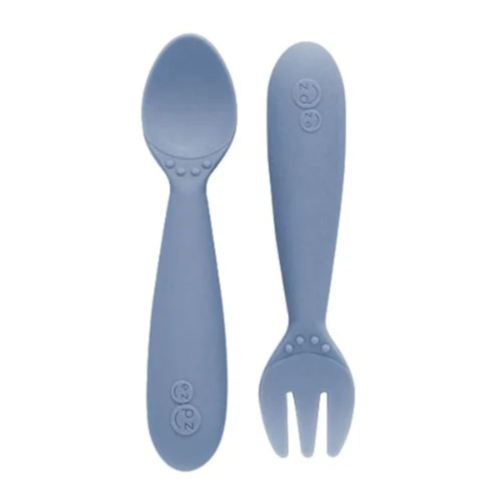 Mini Utensils for Toddlers (Spoon & Fork) - Indigo