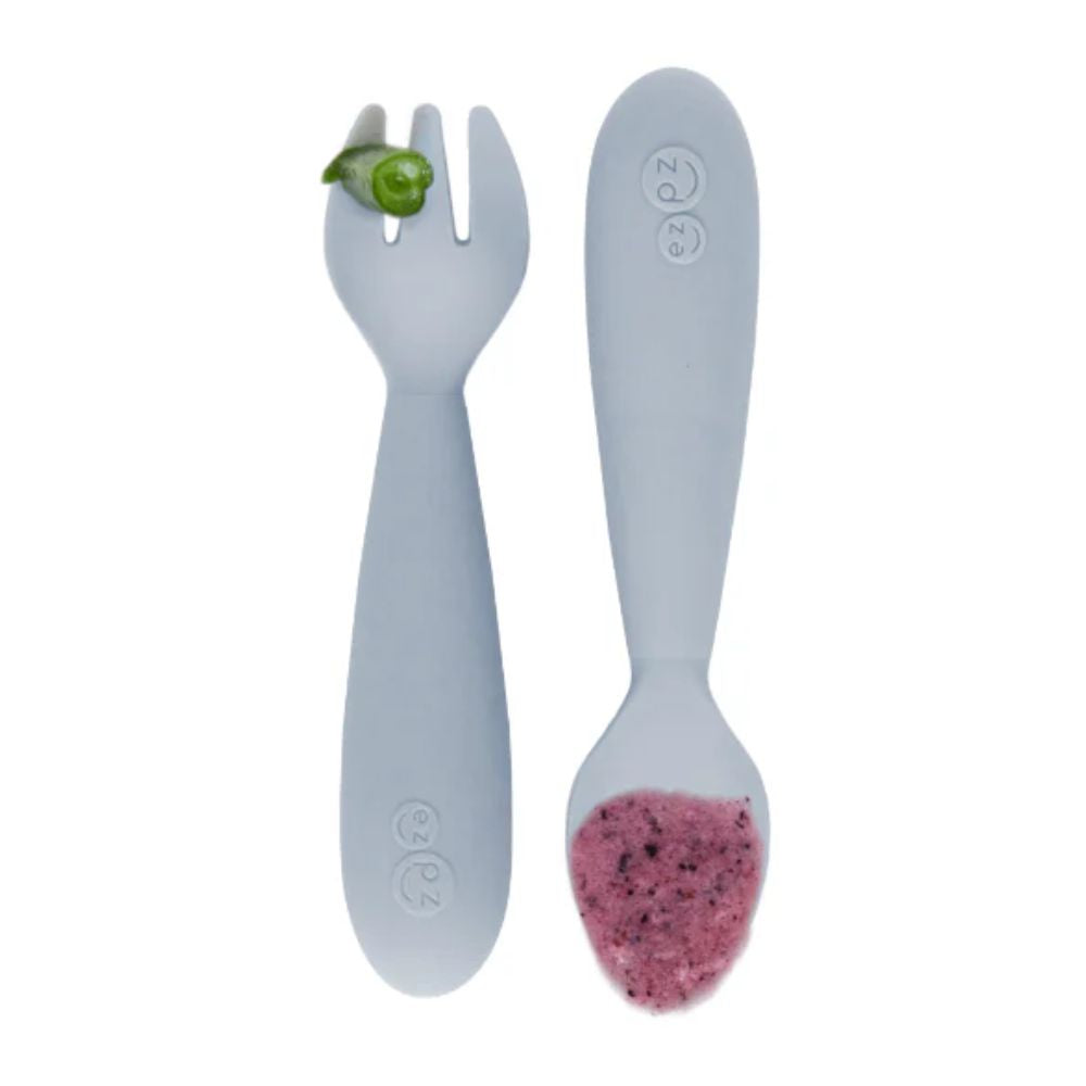 Mini Utensils for Toddlers (Spoon & Fork) - Pewter