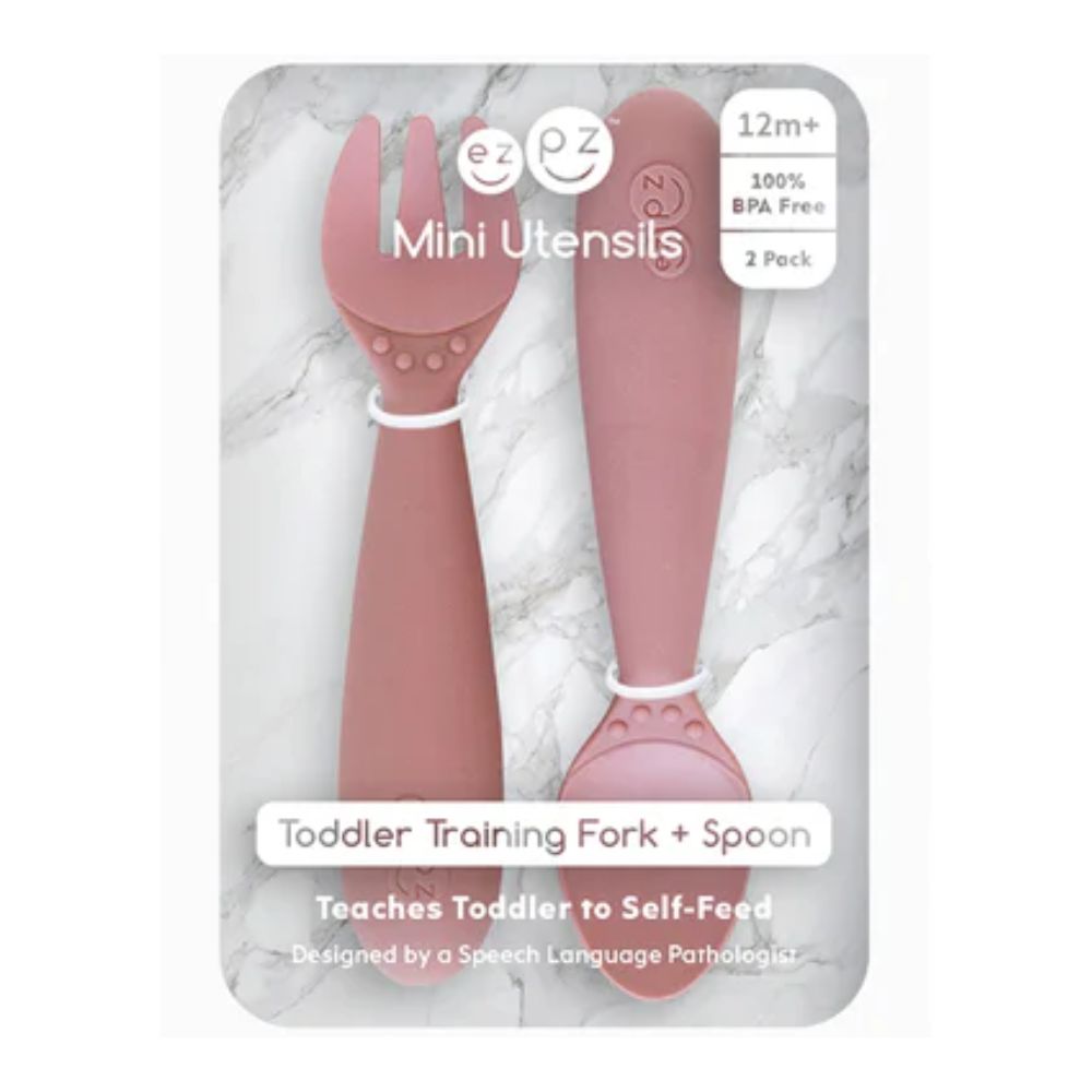 Mini Utensils for Toddlers (Spoon & Fork) - Blush