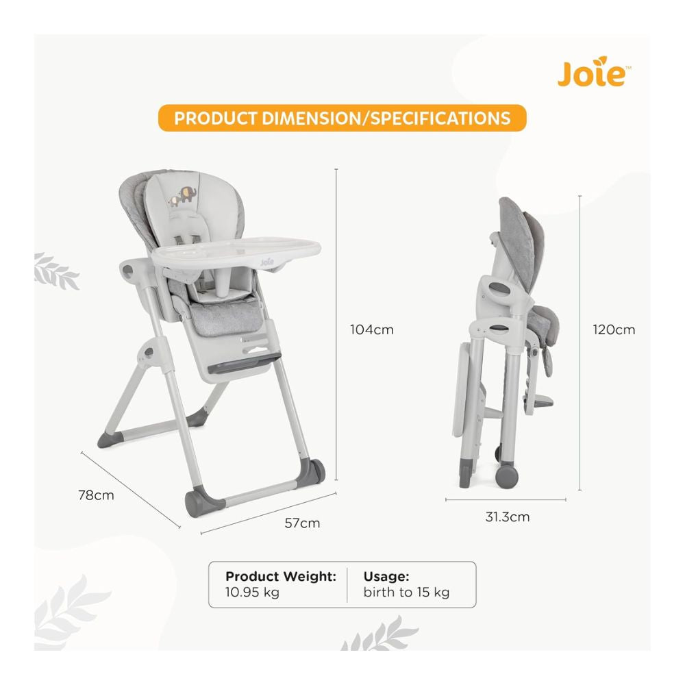 Mimzy Recline High Chair - Elephant Duo
