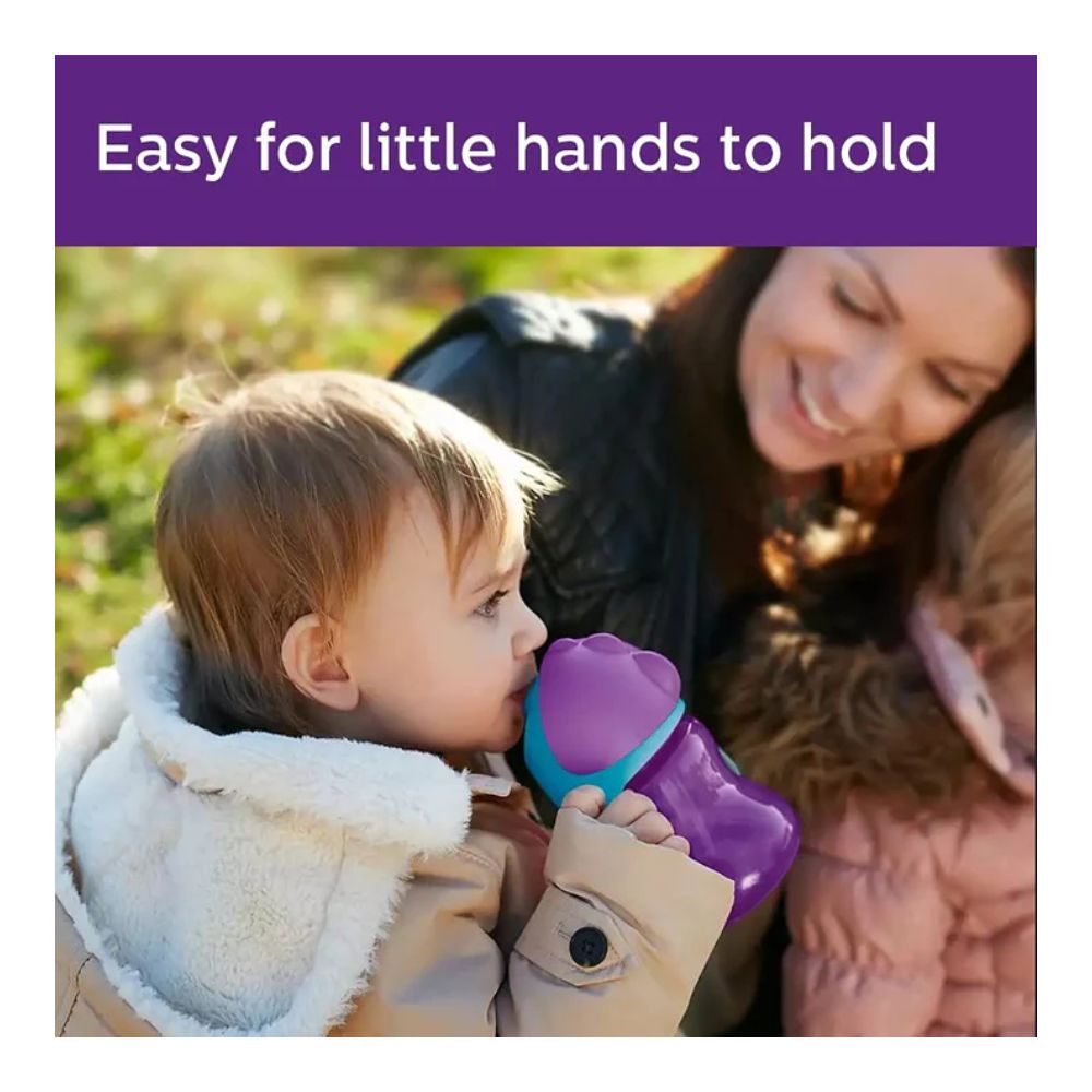 Bendy Twin Handle Straw Cup - Purple (200ml)