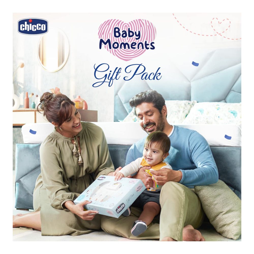 Chicco Baby Caring Blue New Born Gift Set-Pack Of 7-Gift For Baby Shower & Baby Birthday- Blue