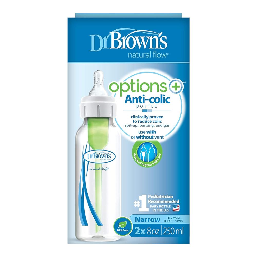 Anti-Colic Options+ Narrow-Neck Glass Feeding Bottle - 250 ml