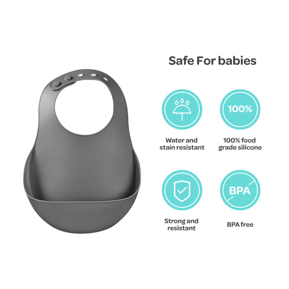 Silicone Bib - Mineral Grey