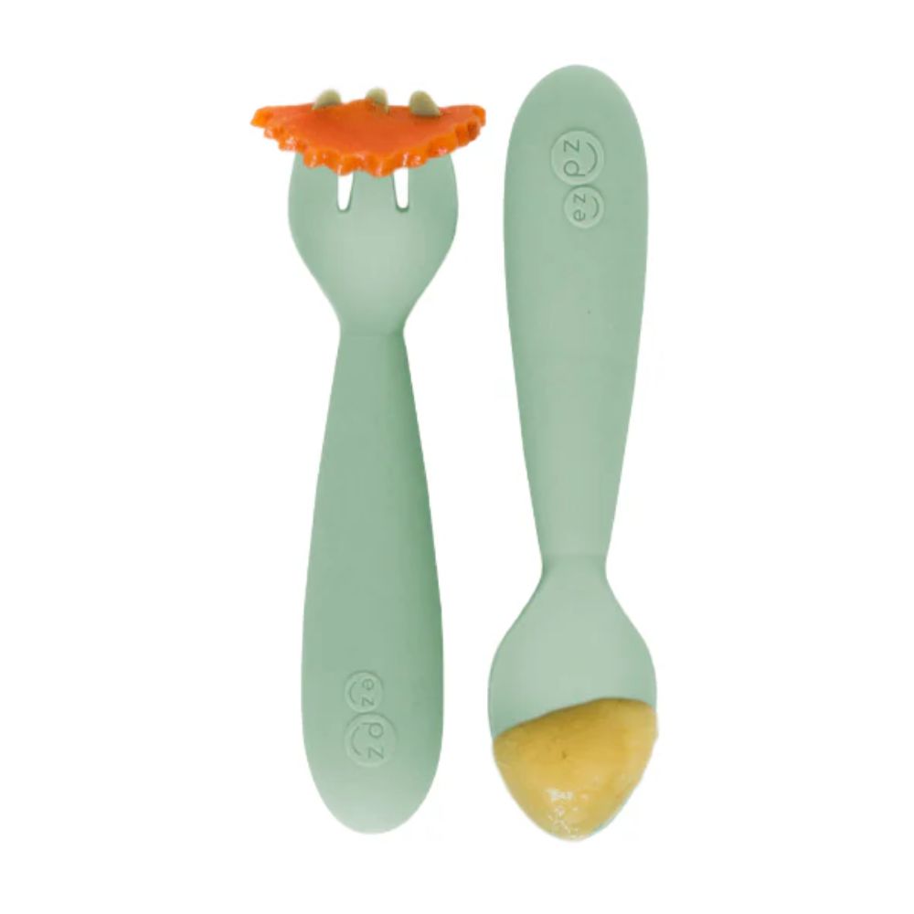 Mini Utensils for Toddlers (Spoon & Fork) - Sage