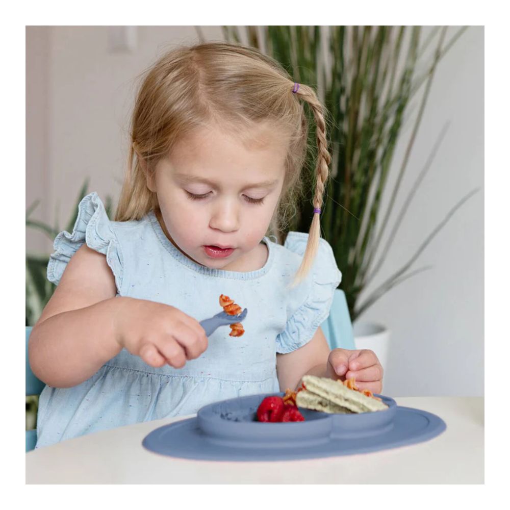 Mini Utensils for Toddlers (Spoon & Fork) - Indigo