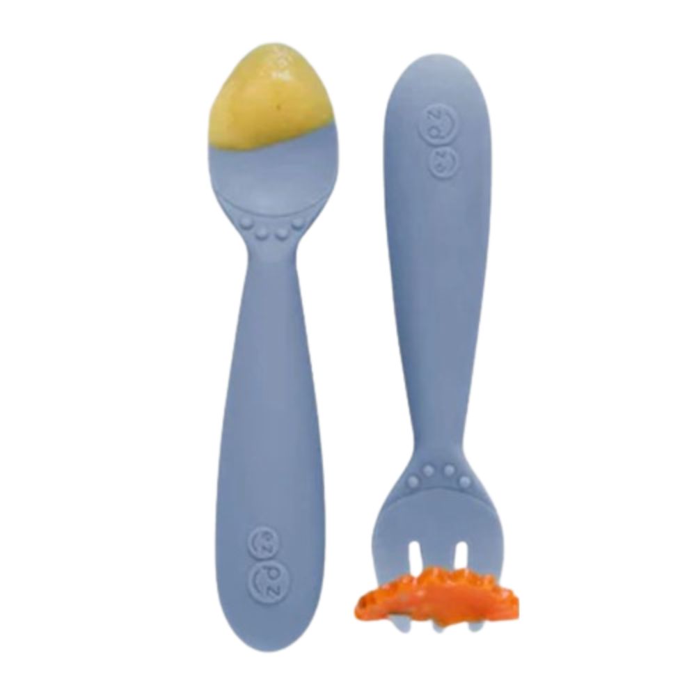 Mini Utensils for Toddlers (Spoon & Fork) - Indigo