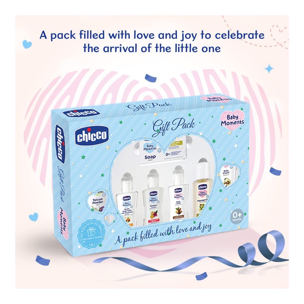 Chicco Baby Caring Blue New Born Gift Set-Pack Of 7-Gift For Baby Shower & Baby Birthday- Blue