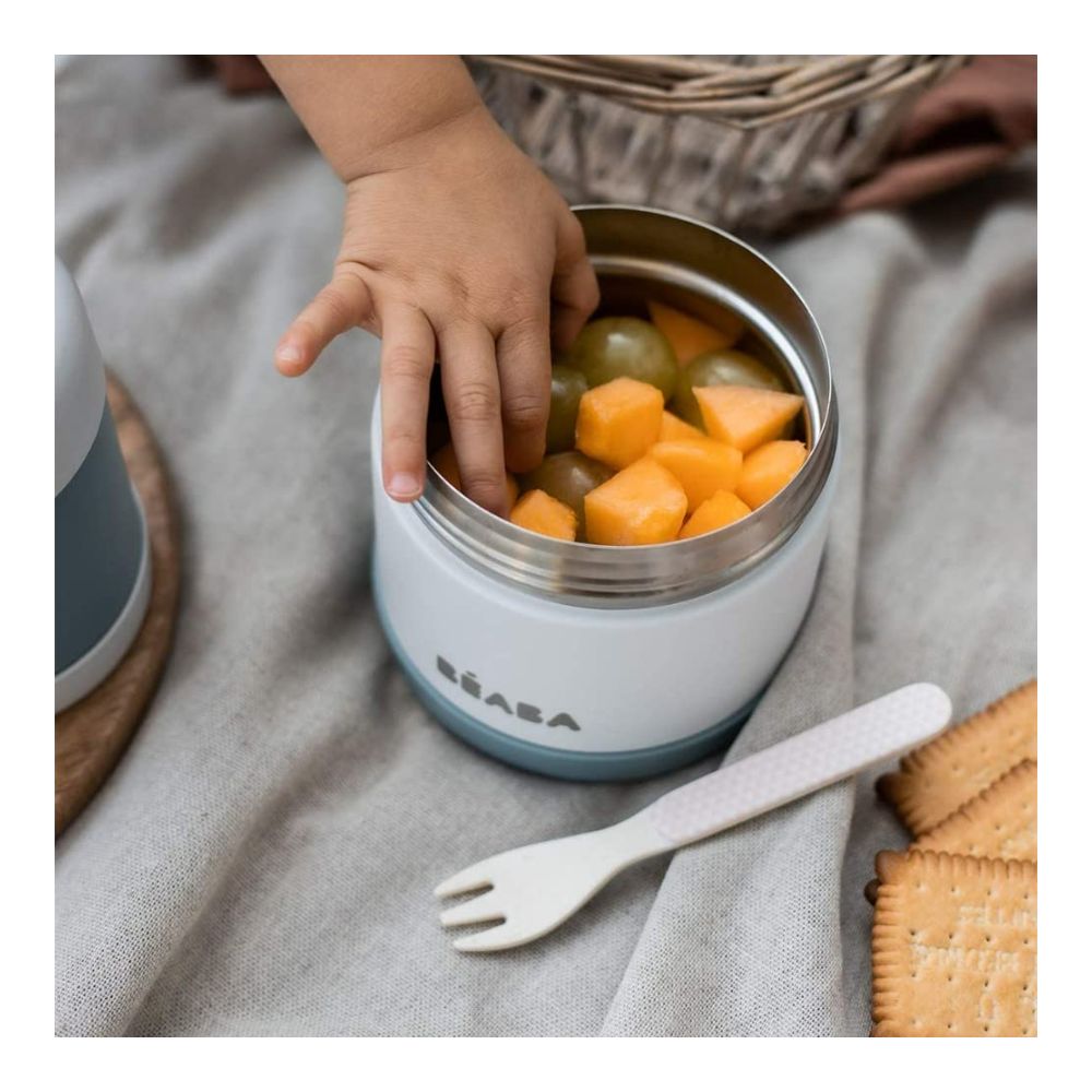 Stainless Steel Insulated Food Jar - Isothermal Portion - 500 ml- Baltic Blue/ White