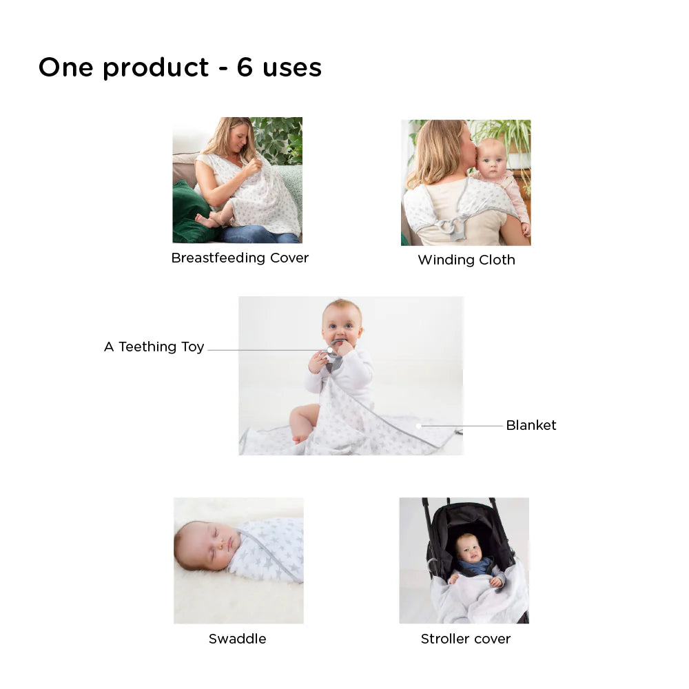 Silver Stars 6 in 1 MultiMuslin - Breastfeeding Cover
