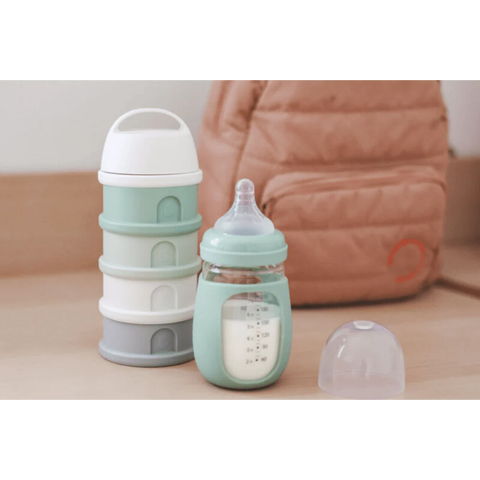 Stacked Formula Container with 4 Compartments-Cotton/Sage Green