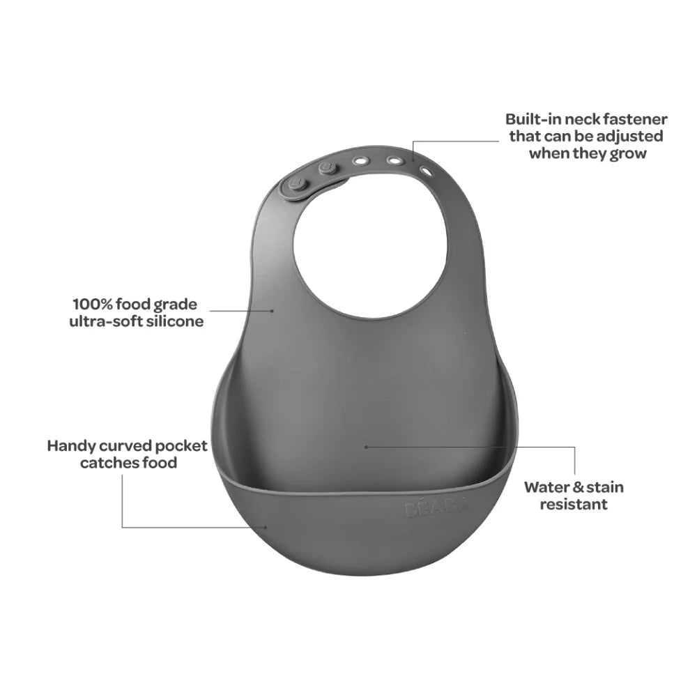 Silicone Bib - Mineral Grey
