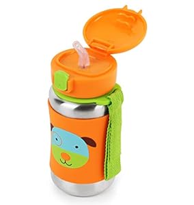 Zoo Stainless Steel Little Kid Straw Bottle - Dog