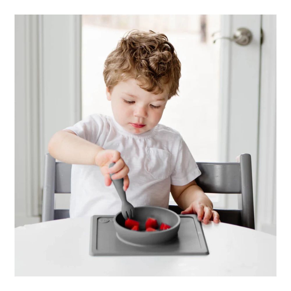 Mini Utensils for Toddlers (Spoon & Fork) - Gray