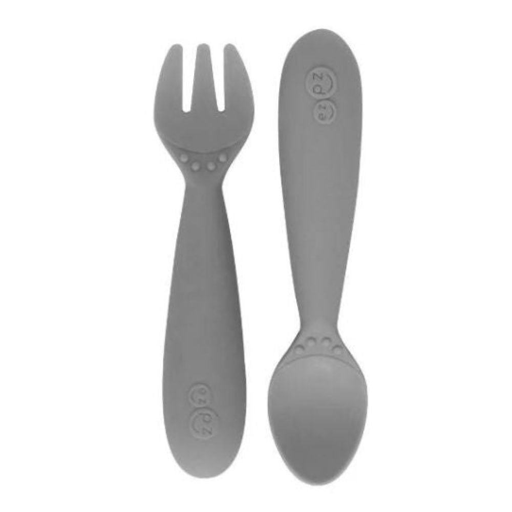 Mini Utensils for Toddlers (Spoon & Fork) - Gray