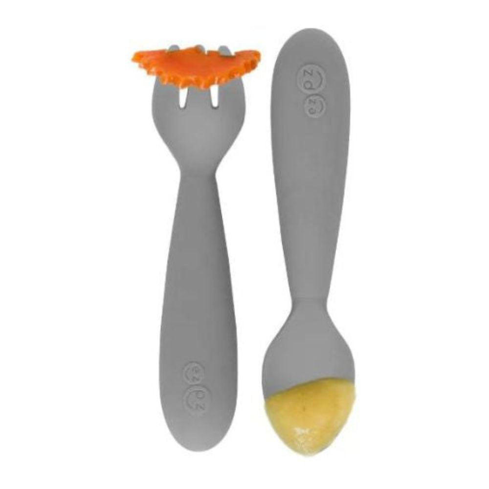Mini Utensils for Toddlers (Spoon & Fork) - Gray