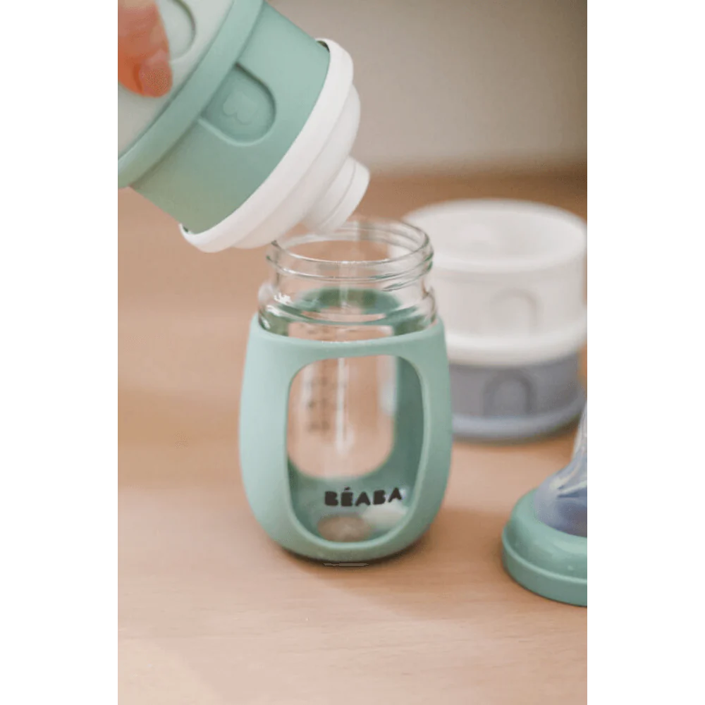 Stacked Formula Container with 4 Compartments-Cotton/Sage Green