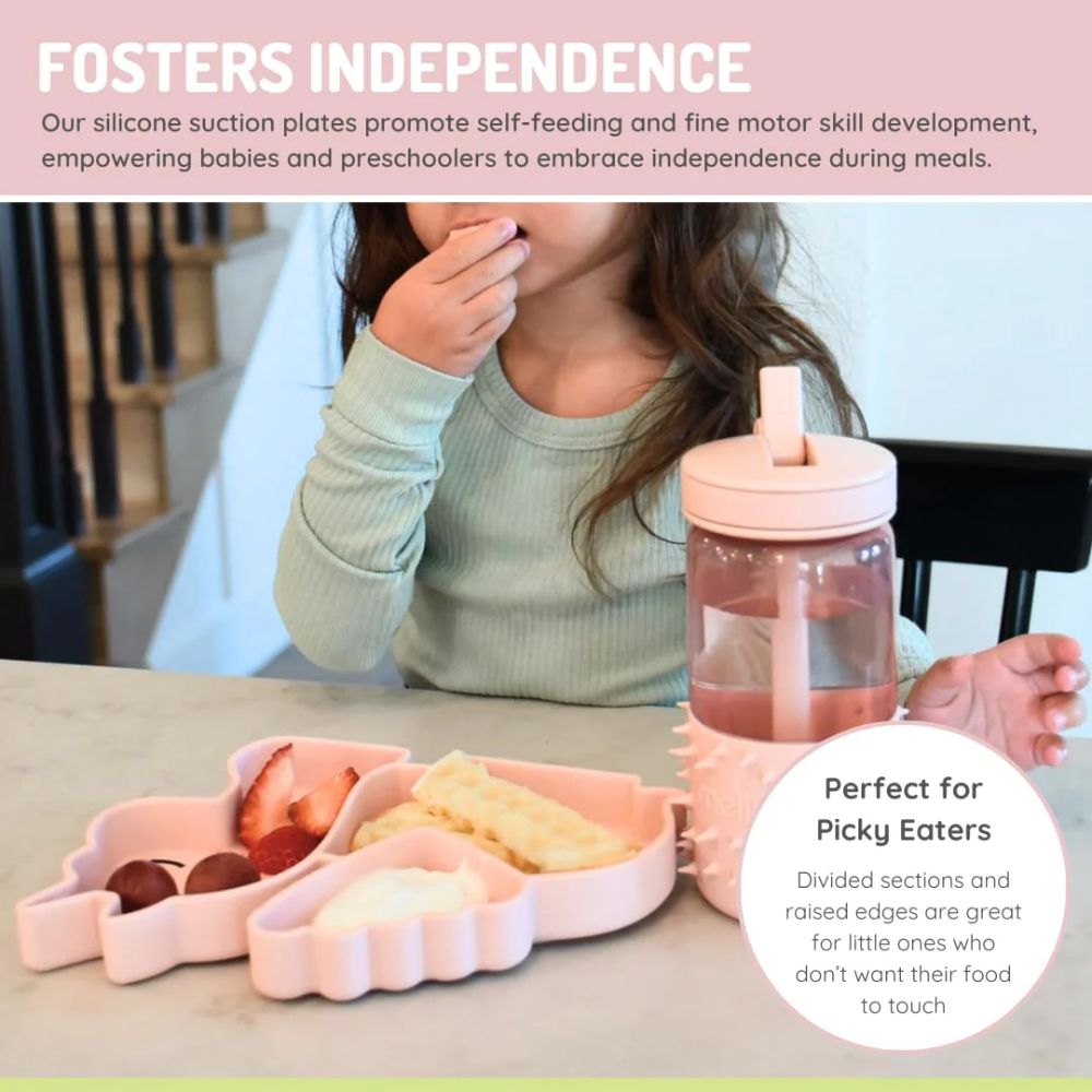 Silicone Divided Plate- Pink