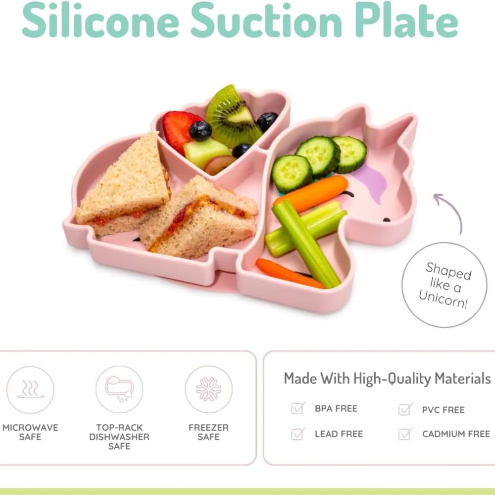 Silicone Divided Plate- Pink