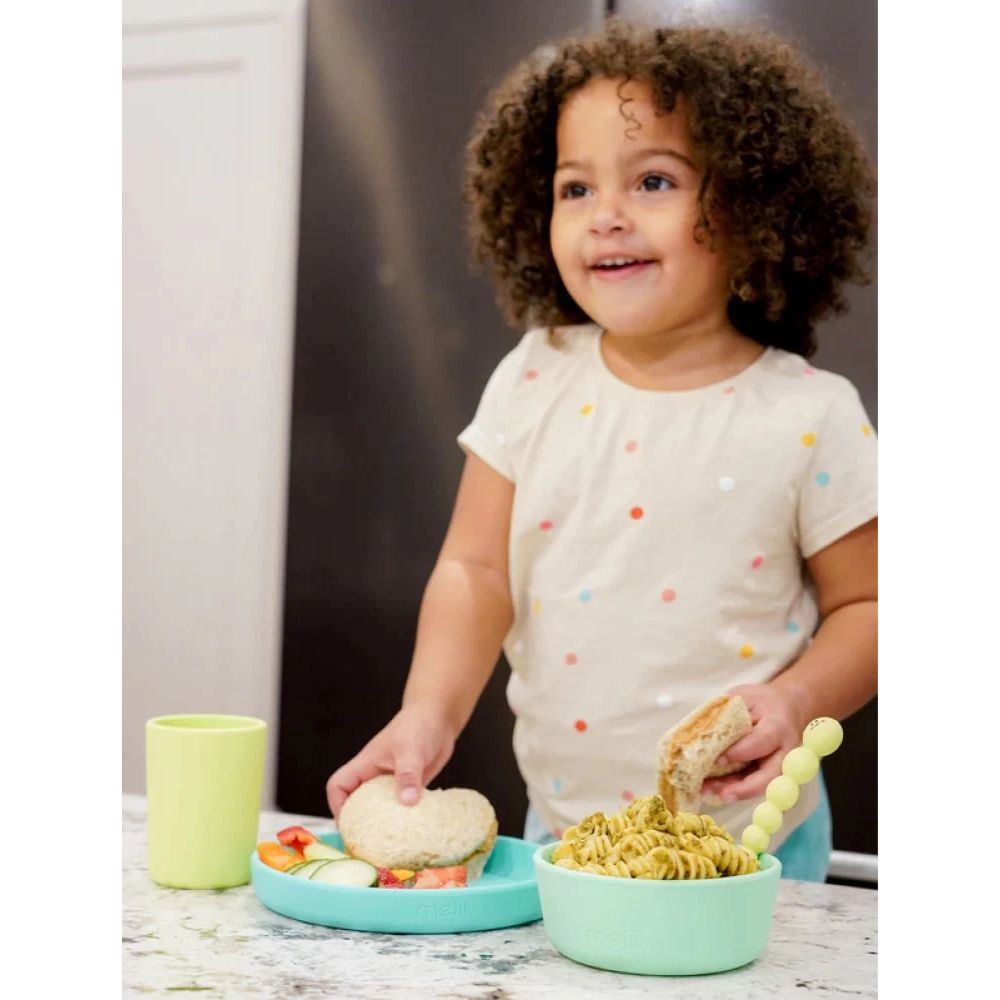 3 Piece Silicone Feeding Set Lime, mint, blue