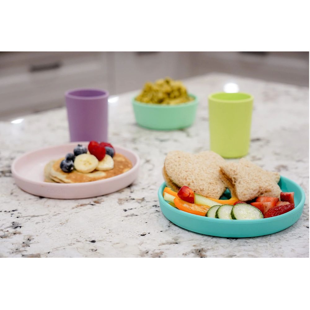 3 Piece Silicone Feeding Set Lime, mint, blue