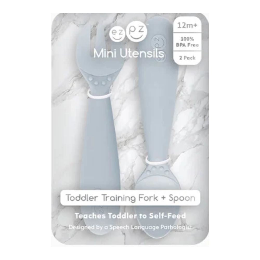 Mini Utensils for Toddlers (Spoon & Fork) - Pewter