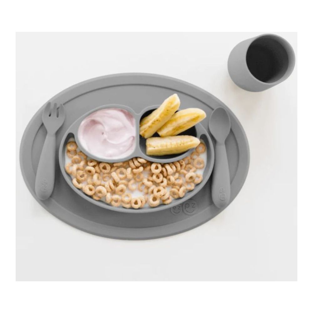 Mini Utensils for Toddlers (Spoon & Fork) - Gray