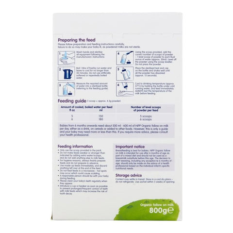 Organic 2 Follow On Baby Milk Powder Formula, From 6 Months - 800g