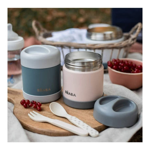 Stainless Steel Insulated Food Jar - Isothermal Portion - 500 ml- Baltic Blue/ White