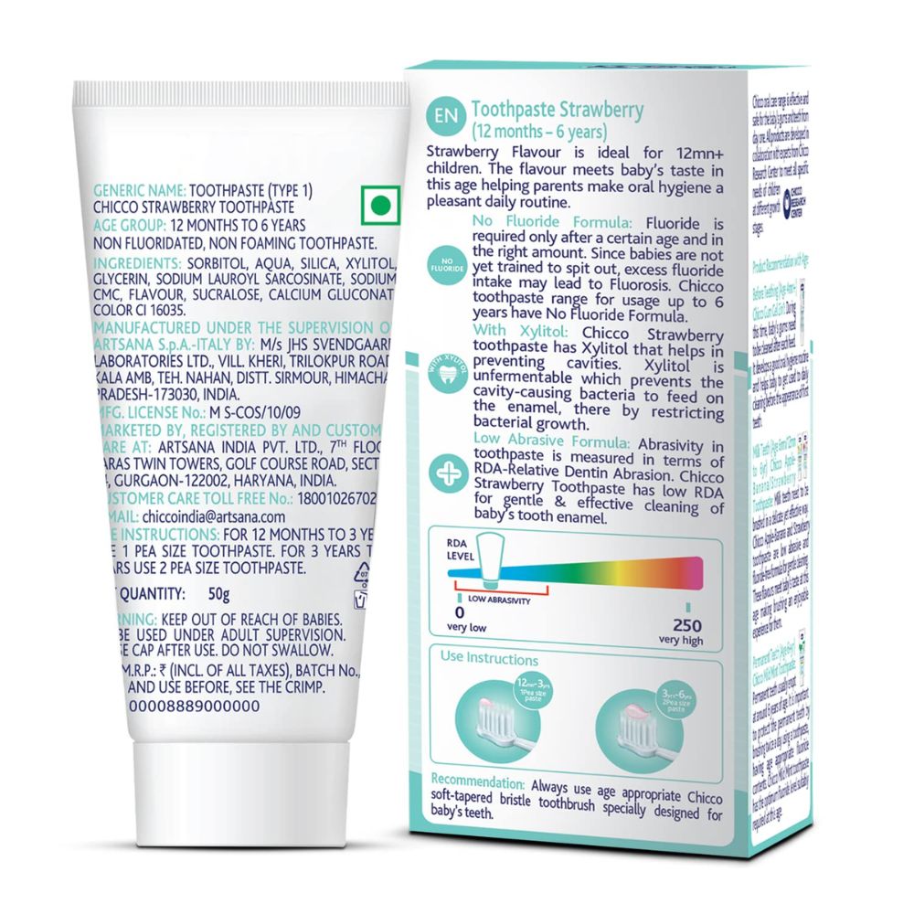 Tooth Paste Strawberry No Fluoride (1Y-6Y) (50G)