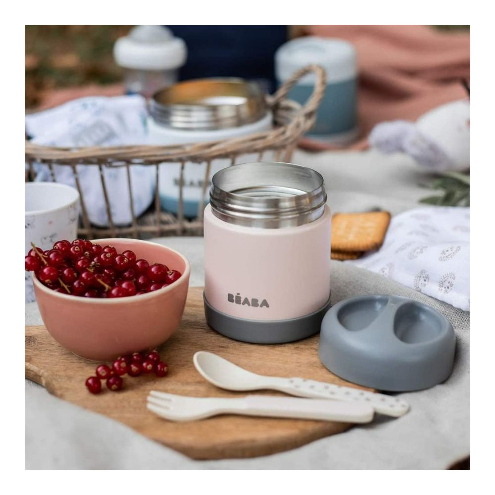 Stainless Steel Insulated Food Jar - Isothermal Portion - 500 ml-Light Pink/ Night Blue