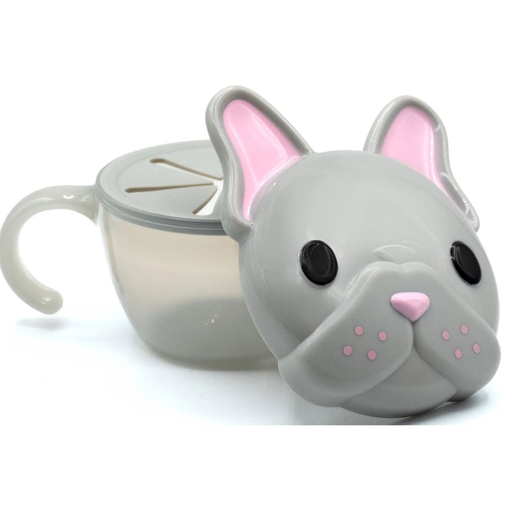 Snack Container with Finger Trap Bulldog- Grey