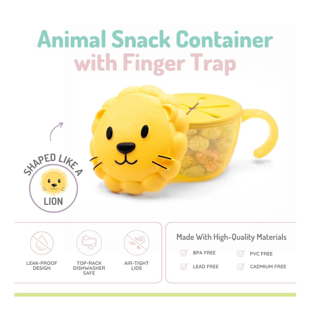 Snack Container with Finger Trap Lion- Yellow
