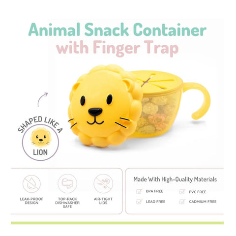 Snack Container with Finger Trap Lion- Yellow