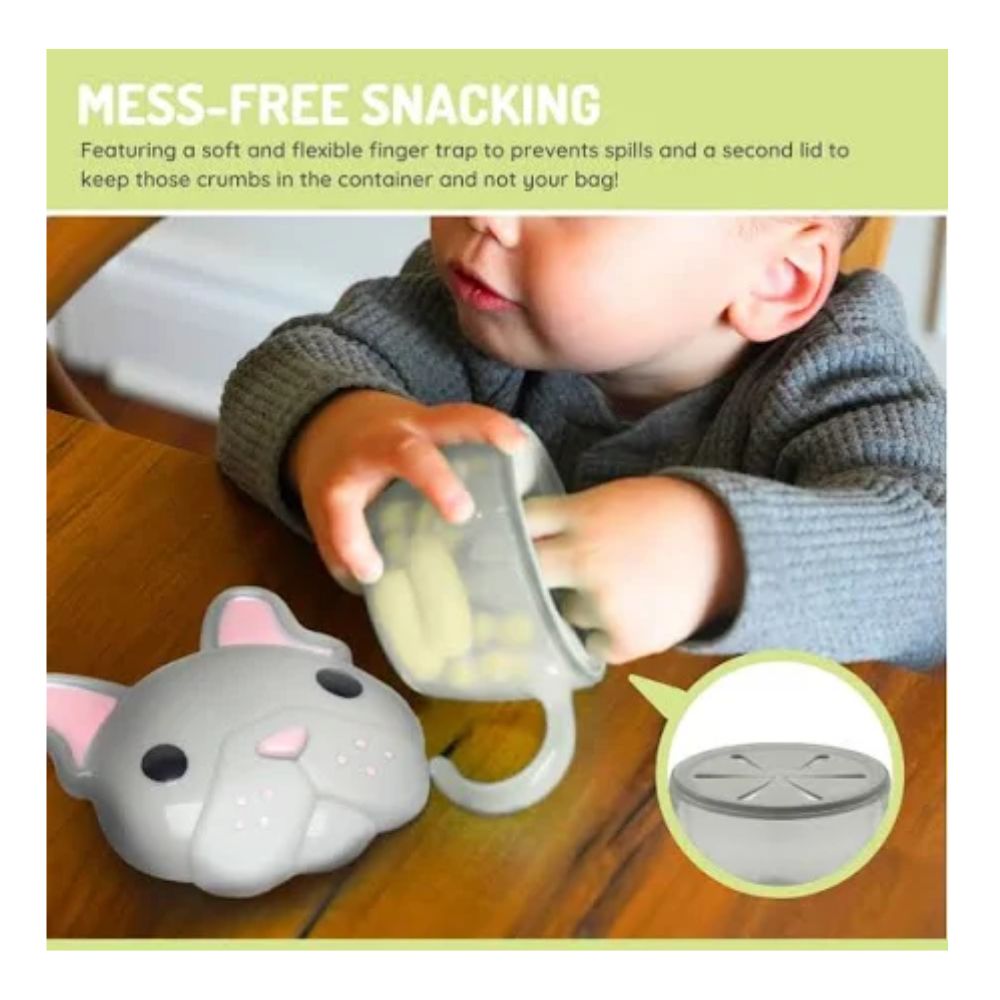 Snack Container with Finger Trap Bulldog- Grey