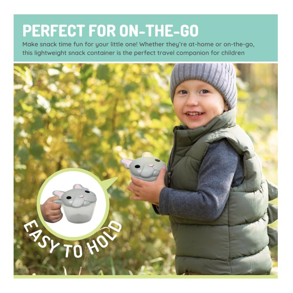 Snack Container with Finger Trap Bulldog- Grey