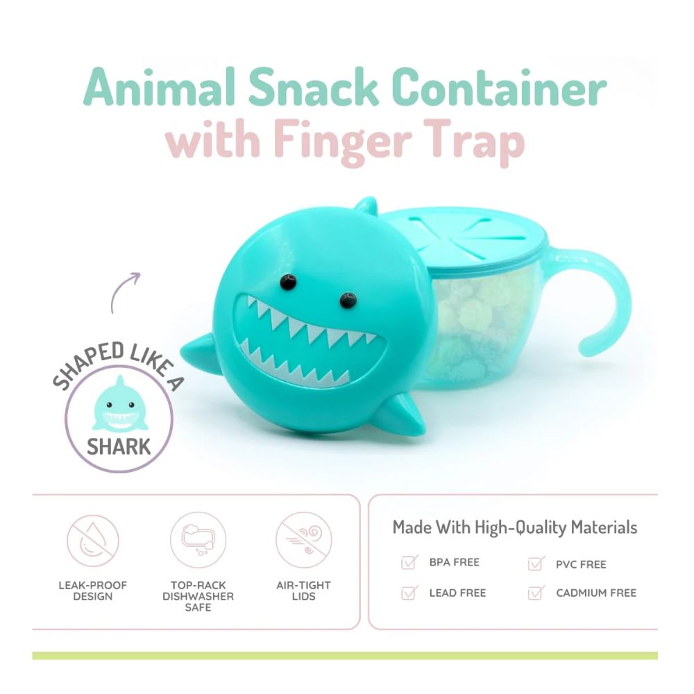 Snack Container with Finger Trap- Shark Teal