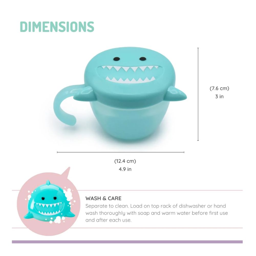 Snack Container with Finger Trap- Shark Teal