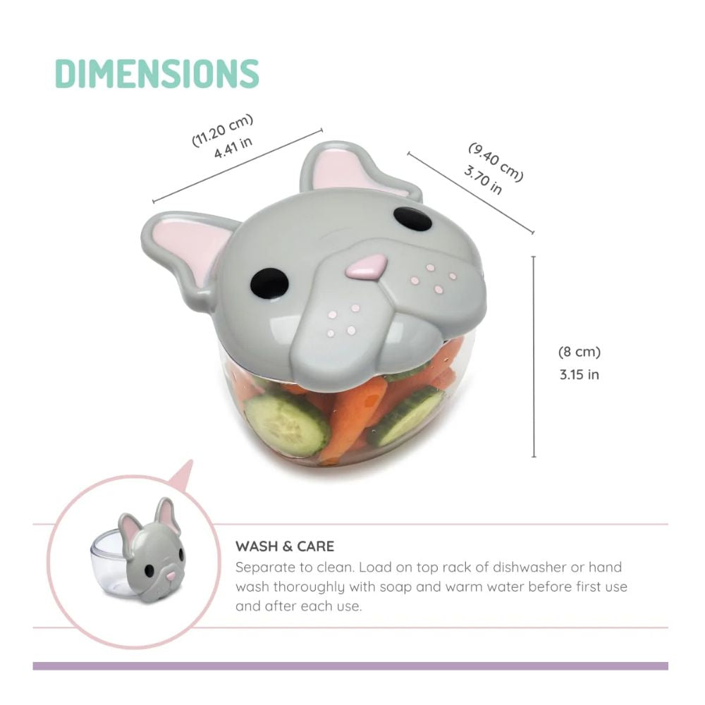 Snack Container with Finger Trap Bulldog- Grey