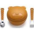 Silicone Bowl with Lid & Utensils- Bear Brown