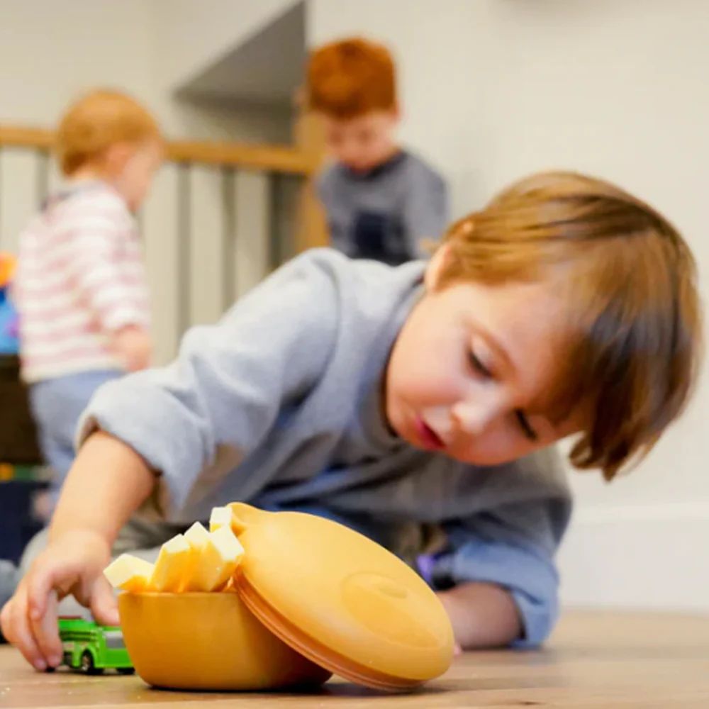 Silicone Bowl with Lid & Utensils- Bear Brown