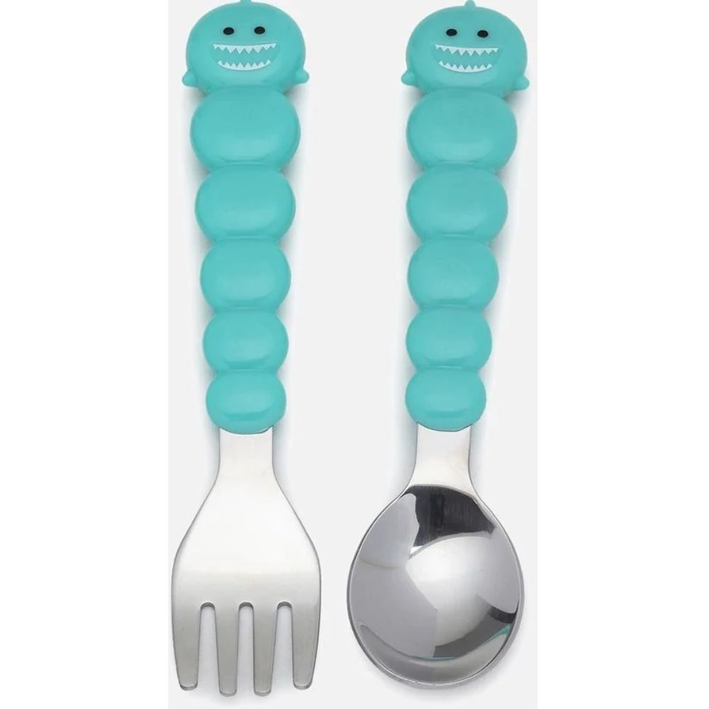 Silicone Bowl with Lid & Utensils- Shark Blue