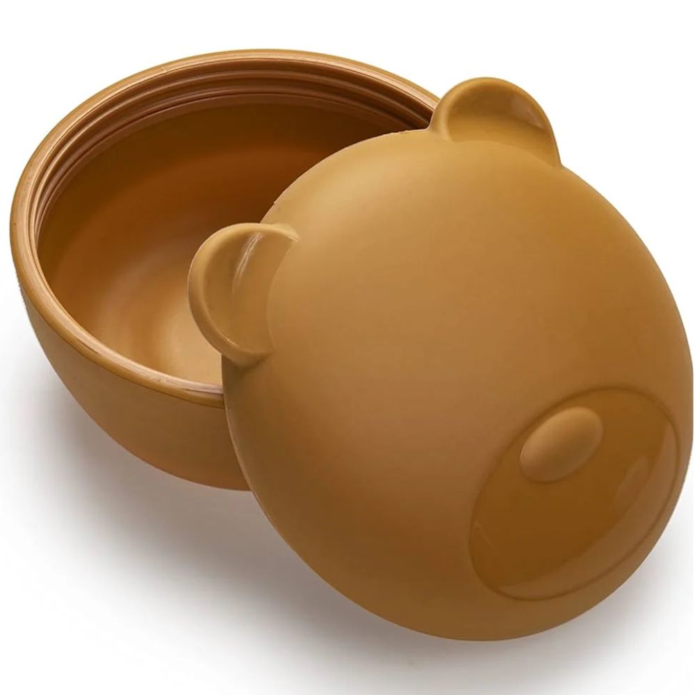 Silicone Bowl with Lid & Utensils- Bear Brown