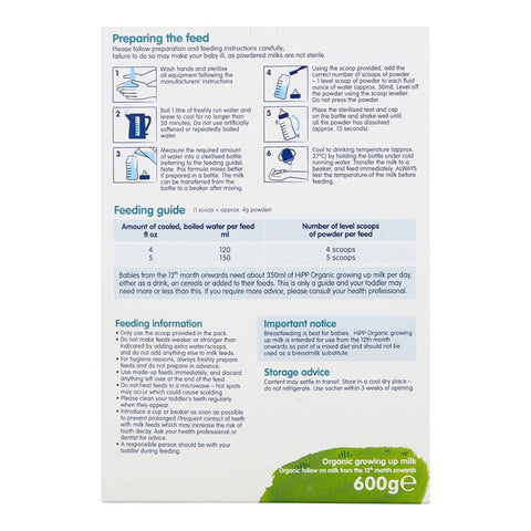 Organic 3 Growing Up Baby Milk Powder Formula, From 12 Months - 600g