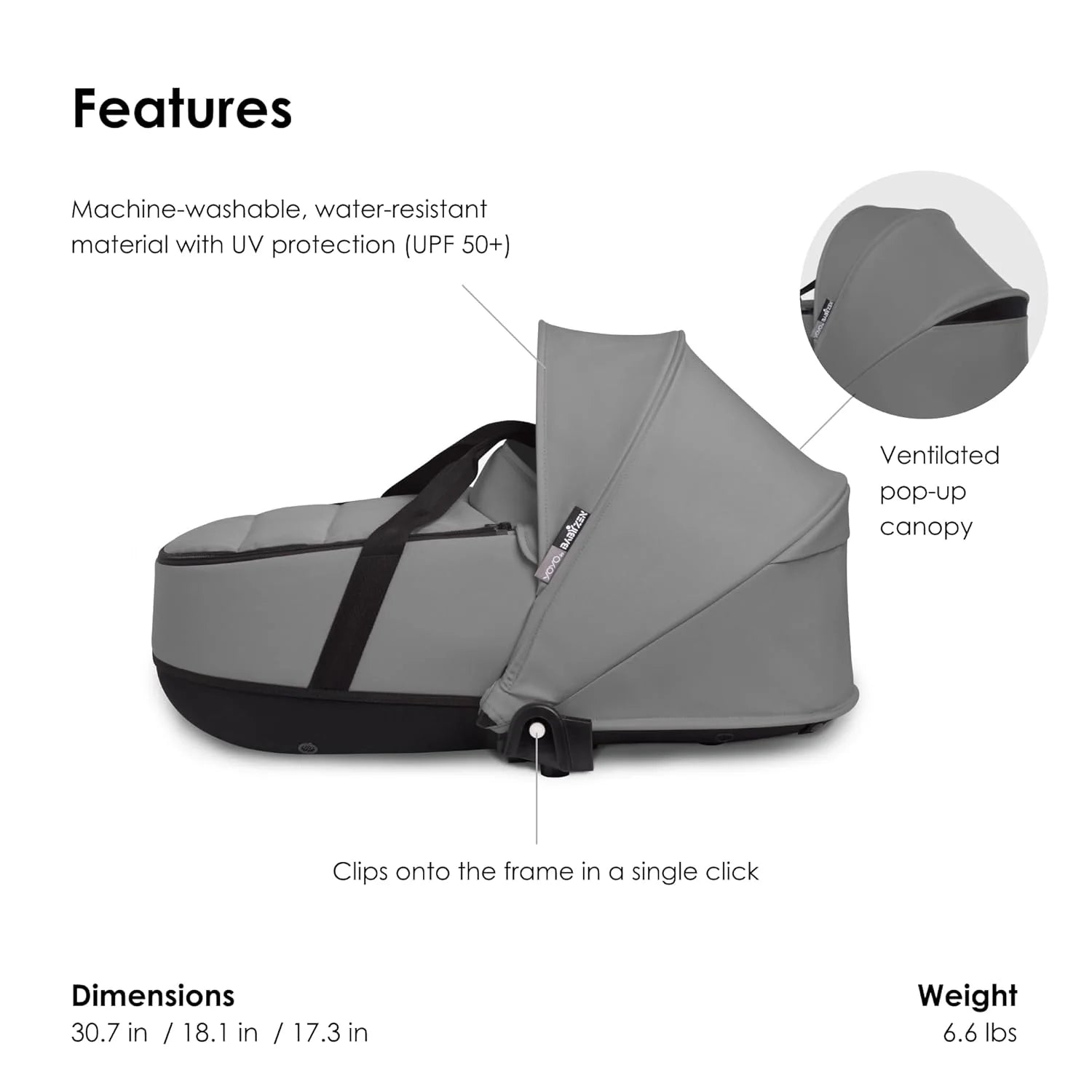 Babyzen YOYO Bassinet for Newborns - Grey