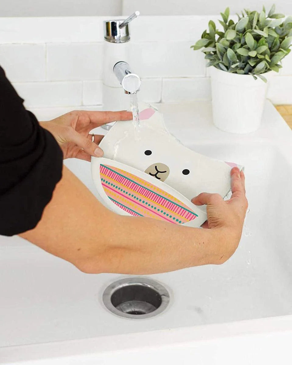 Zoo Fold & Go Silicone Bib - LIama