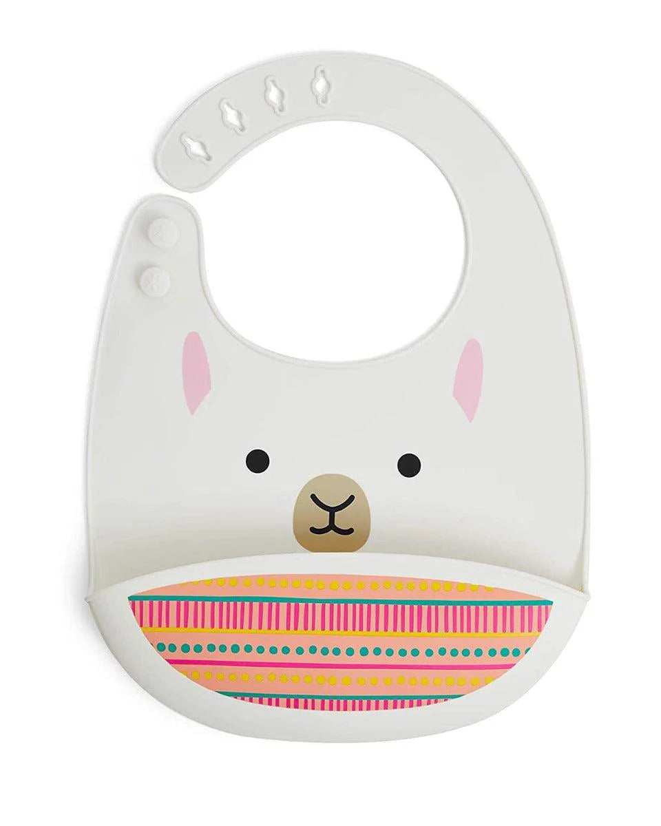 Zoo Fold & Go Silicone Bib - LIama