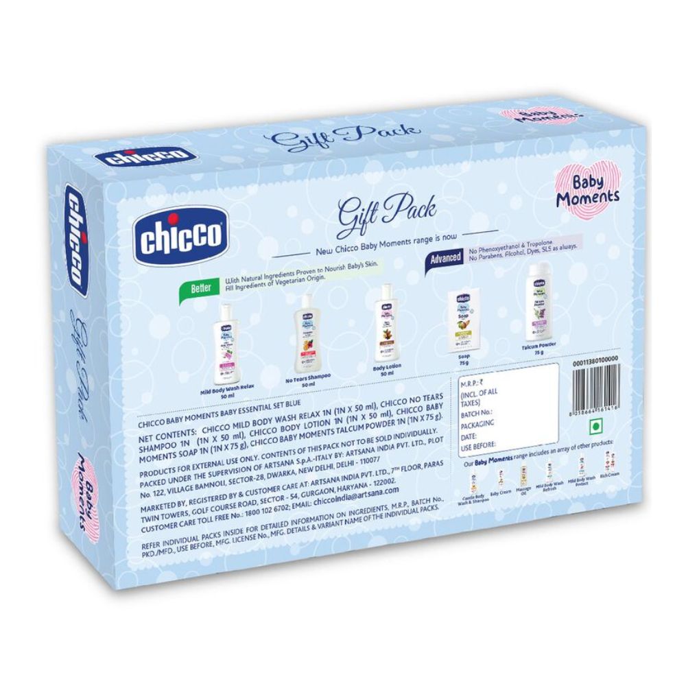 Baby Essential Blue New Born Gift Set-Pack Of 5-Gift For Baby Shower & Baby Birthday - Blue